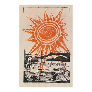 1960s Thomas Elsner Household Merit Badge Woodblock Print For Sale