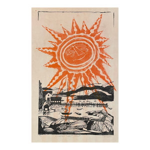 1960s Thomas Elsner Household Merit Badge Woodblock Print