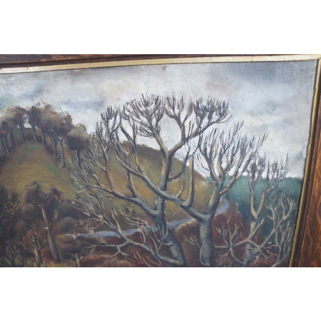 Mid 20th Century Mid 20th Century Mid Century Bernie Segal Realist Woodland Fall Landscape Oil Painting Figures, Framed For Sale - Image 5 of 12