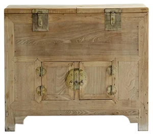 Antique Beijing Elm Money Trunk