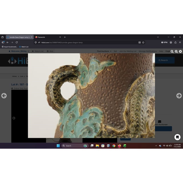 Antique Meiji Period Japanese Sumida Gawa Moriage Dragon Vase Lamp For Sale - Image 10 of 18