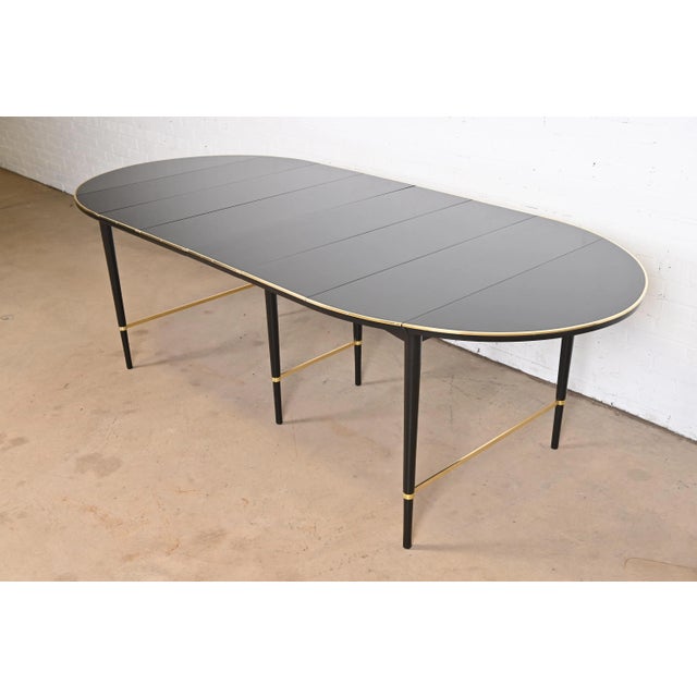 Paul McCobb Connoisseur Collection Black Lacquered Mahogany and Brass Extension Dining Table, Newly Refinished For Sale - Image 13 of 13