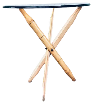 Vintage Faux Bamboo Folding Tripod Side Table, 1970s
