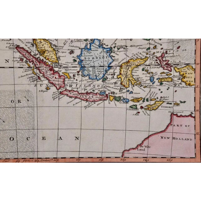 Sculpture Materials The East Indies: An Original 18th Century Hand-Colored Map by E. Bowen, 1744 For Sale - Image 7 of 7