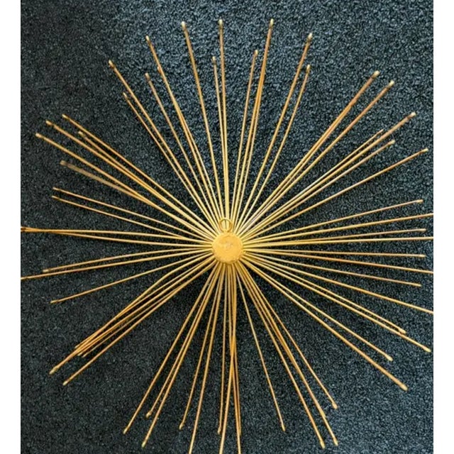 Mid 20th Century Mid Century Brass Sunburst Wall Sculpture For Sale - Image 5 of 6