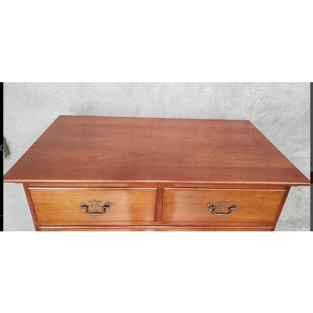 1970s Vintage L. & J. G. Stickley Brown High Boy Dresser Chest Georgian Cherry Wood For Sale - Image 5 of 6