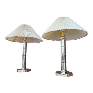 1980s Faux Bamboo Brass Table Lamps - A Pair For Sale
