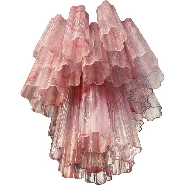 Glass Tube Chandelier with 30 Albaster Pink Glasses, 1990s For Sale - Image 13 of 16