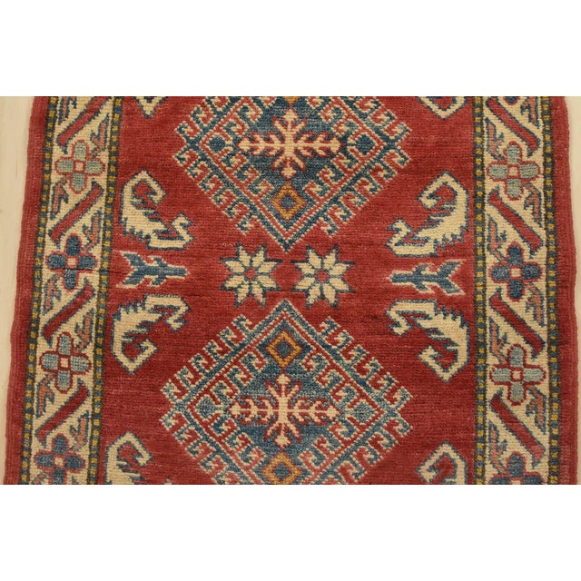 2020s Kazak Runner 2’5” X 6’5” Red Wool Tribal Hand-Knotted Oriental Rug For Sale - Image 5 of 11