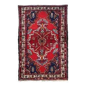1970s Handmade Vintage Persian Hamadan Rug 3.2' X 4.8'