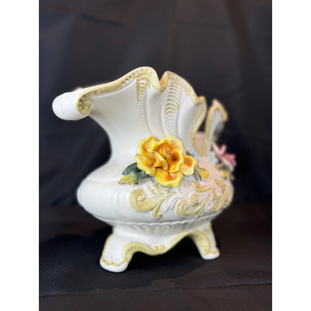 Capodimonte Vintage Large Capodimonte Hand Painted Flower Vase For Sale - Image 4 of 12
