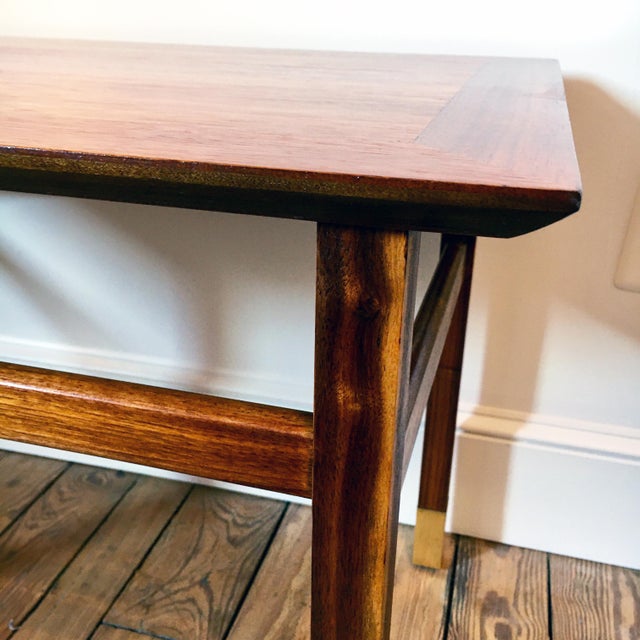 Jack Cartwright for Founders Furniture Walnut + Brass Side Table Chairish