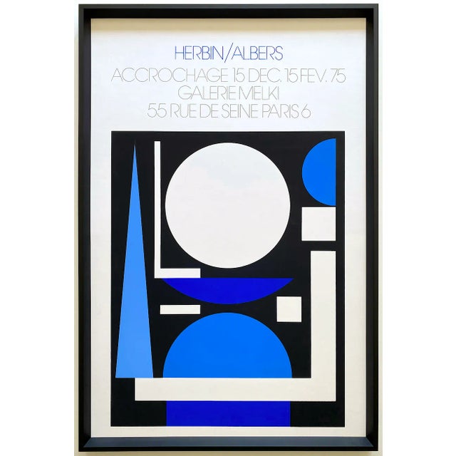 Auguste Herbin Vintage 1975 Mid Century Modernist Fine Art Silkscreen Print Framed Paris Exhibition Poster For Sale - Image 13 of 13