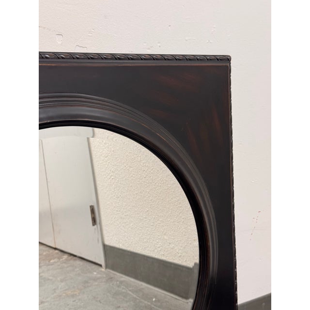 Traditional Ethan Allen Classical Roundel Square Wood Wall Mirror For Sale - Image 3 of 12