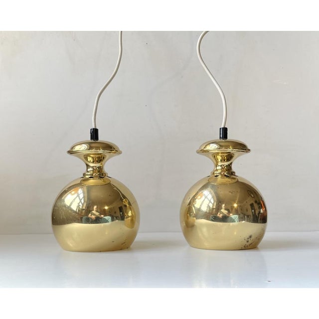 Vintage Brass Pendant Lamps attributed to Hans-Agne Jakobsson for Markaryd, 1960s, Set of 2 For Sale - Image 12 of 13