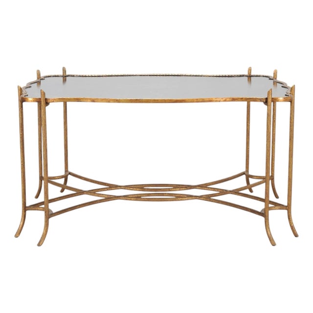 Dennis & Leen Chinoiserie Iron Gilt Tall Tray Cocktail Table For Sale