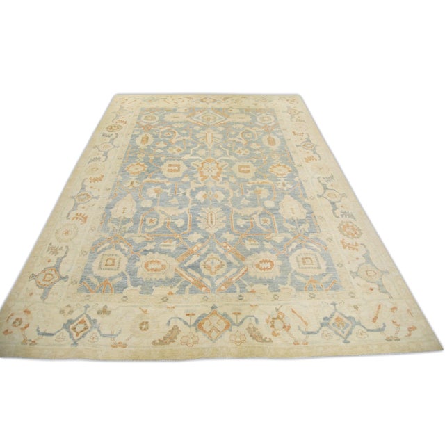 Modern Turkish Fine-Woven Oushak Rug 8'10" x 12'4" For Sale In Houston - Image 6 of 7