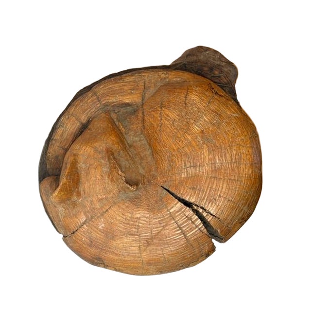 Late 20th Century Vintage Hand Carved Sleeping Fox/Cat Log Sculpture For Sale - Image 5 of 11