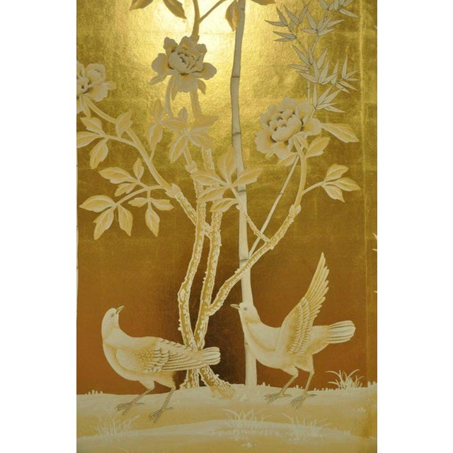 Not Yet Made - Made To Order W36" * H100"/Panel, Hand-Painted Chinoiserie Birds and Flowers Wallpaper, Gold Leaf Wallpaper, Custom Panel Size Available For Sale - Image 5 of 11