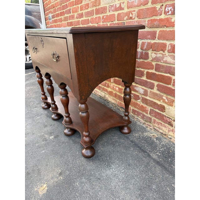 19th Century Antique William & Mary Walnut and Burl Walnut Veneer Lowboy Console Table For Sale - Image 5 of 18