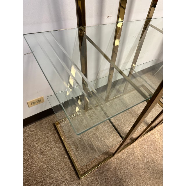 1970s 1970s Vintage Design Institute of America (Dia) Style Glass Brass Shelving Etagere Bookshelf For Sale - Image 5 of 11