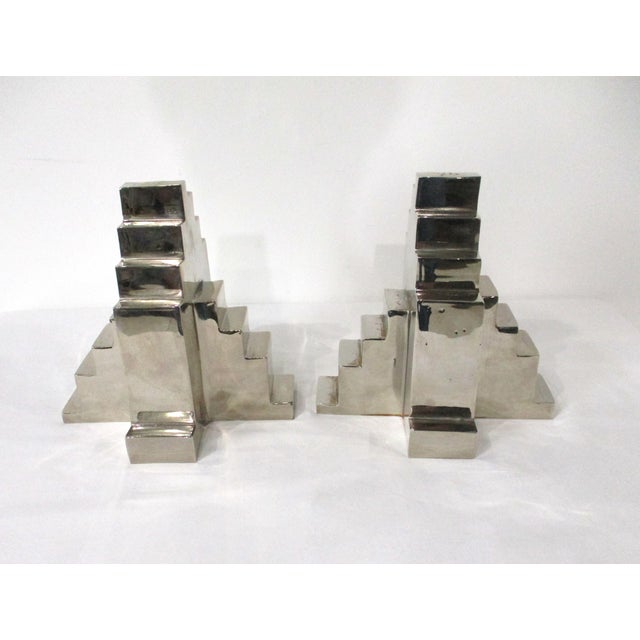Silver 2 Chromed Automotive Industrial Jackstand Bookends For Sale - Image 8 of 10