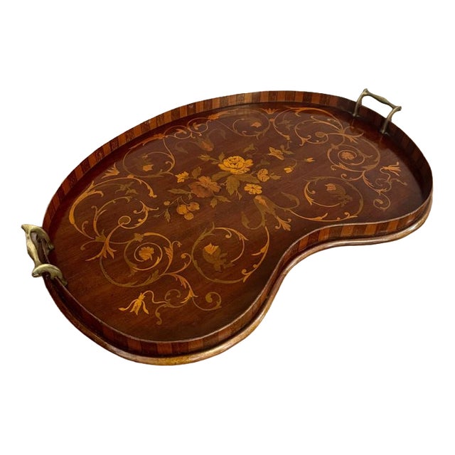Antique Edwardian Marquetry Inlaid Tray, 1900 For Sale