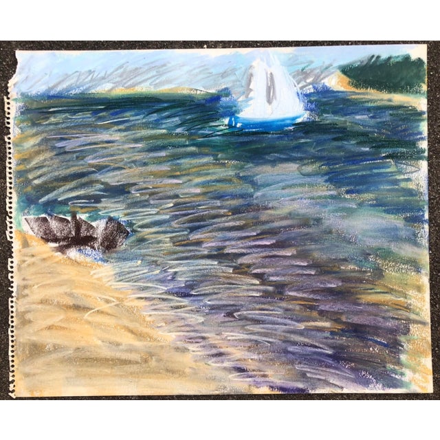 Pastel ocean scene, probably from Little Dix Bay, British Virgin Islands (based on similar works from the same sketchbook)...