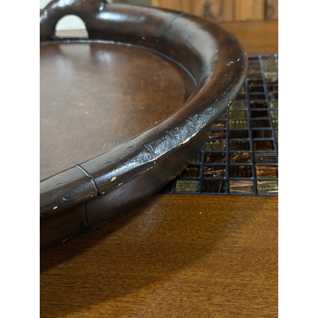 Vintage Tray - Platter 21" Carved Wood Serving For Sale - Image 4 of 9