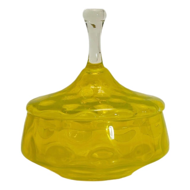 Yellow Glass Apothecary Jar from Stelvia Empoli, Italy, 1950s For Sale