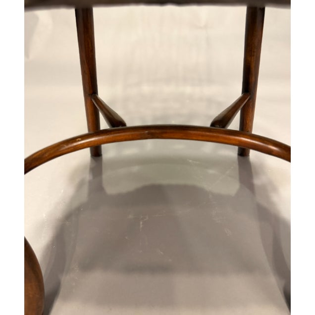 1990s Set of 6 Gothic Windsor Style Mahogany Dining Chairs With Leather Seats, 2 Armchairs & 4 Side Chairs For Sale - Image 9 of 15