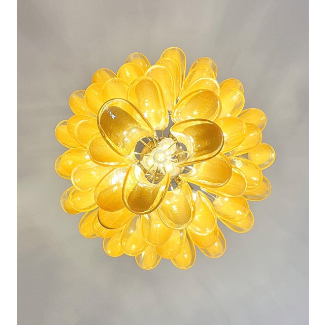 Glass Vintage Italian Murano Chandelier with Caramel Glass Petals, 1990s For Sale - Image 7 of 18