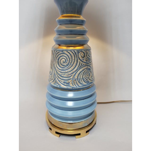 Mid-Century Modern Vintage Mid-Century Modern Ceramic and Brass Lamp For Sale - Image 3 of 10
