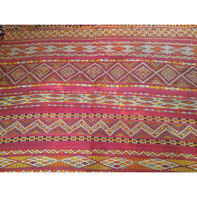 Vintage Moroccan Tribal Kilim, Handwoven Wool, Stripe Geometric Pattern, Purple & Yellow, 6x10 For Sale - Image 13 of 17