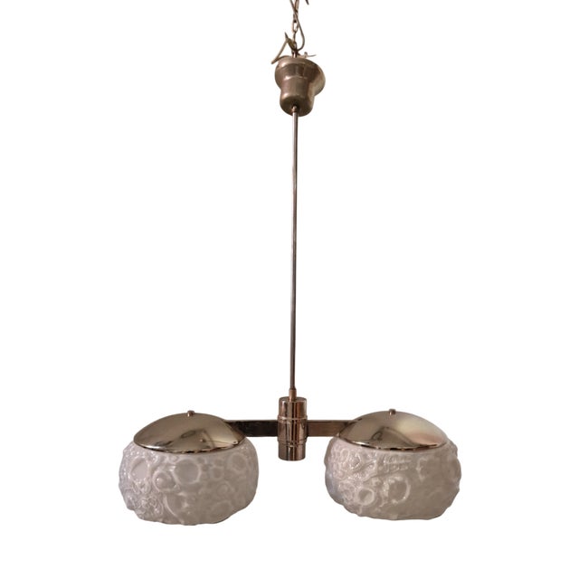 Glass Osso Double-Light Chandelier from Mazzega Murano, 1960s For Sale