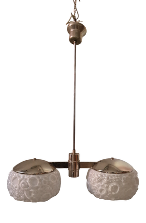 Glass Osso Double-Light Chandelier from Mazzega Murano, 1960s