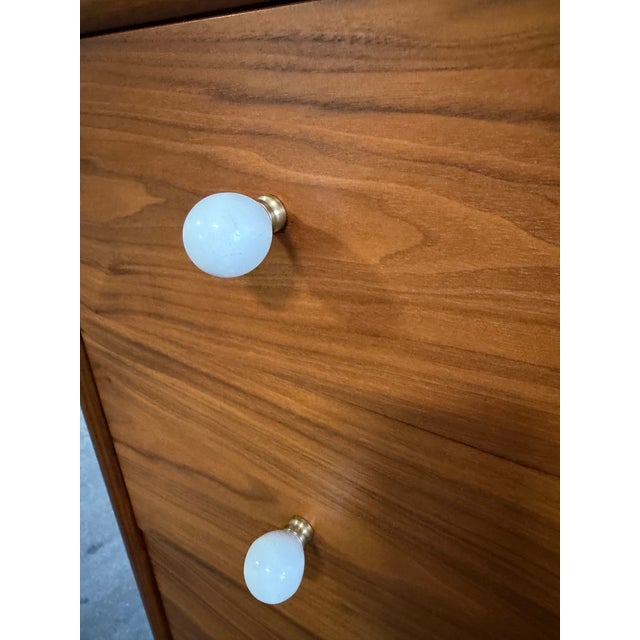 Vintage Mid Century Modern Pair of Drexel Declaration Walnut 3-Drawer Dresser and 3-Drawer Vanity by Kipp Stewart For Sale - Image 11 of 12