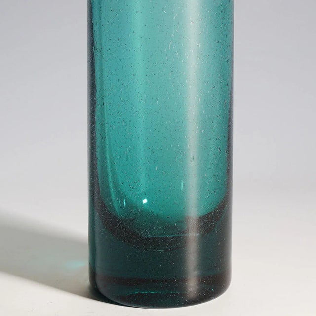 Vintage Petrol Colored Glass Vase by Ichendorfer Glassworks Ca. 1960s For Sale - Image 6 of 7
