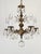 Shabby Chic Antique 5 Arm 5 Light Dark Patina Ornate Brass Cut Lead Glass Crystal Chandelier For Sale - Image 3 of 12