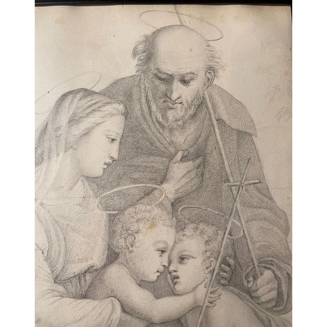 Drawing/Sketching Materials Antique 16th Century Original Religious the Holy Family Pencil Drawing Sketch For Sale - Image 7 of 13