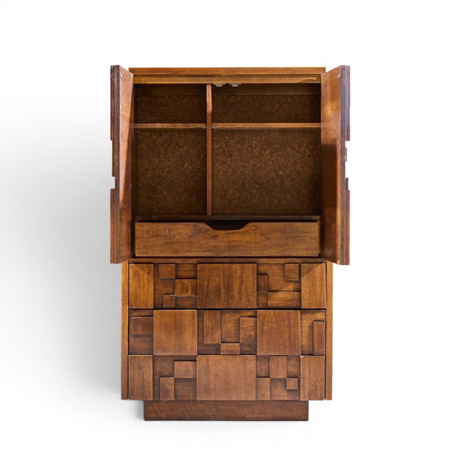 Wood Lane Staccato Brutalist Mid Century Walnut Armoire Dresser For Sale - Image 7 of 11