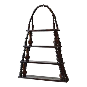 Vintage Folk Art 4-Tier Wood Spool Shelf, Circa 1930s