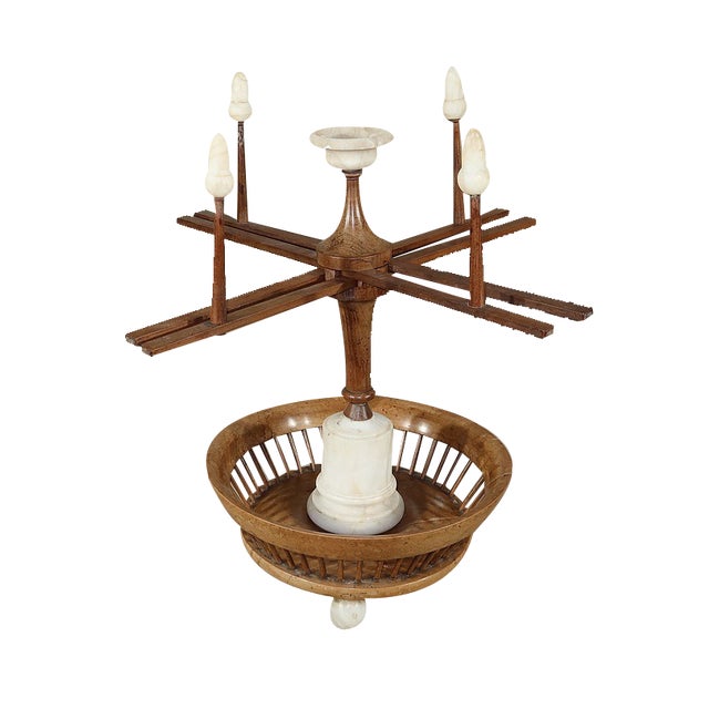 Small Wooden and Alabaster Woolen Reel For Sale