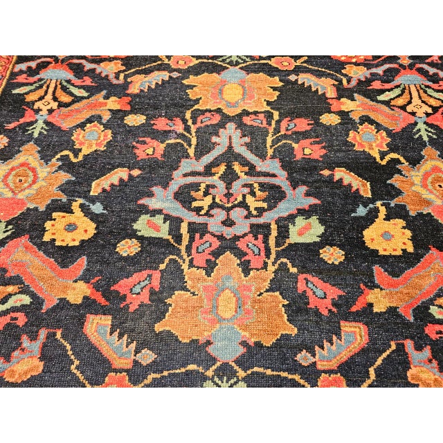 Antique Persian Malayer Rug, Hand-Knotted Wool, Geometric Pattern, 5x7, Navy and Green For Sale - Image 13 of 16
