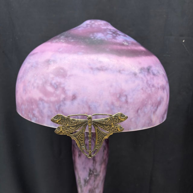 Art Nouveau French La Rochere Art Nouveau Mushroom Table Lamps With Dragonflies -a Pair For Sale - Image 3 of 15