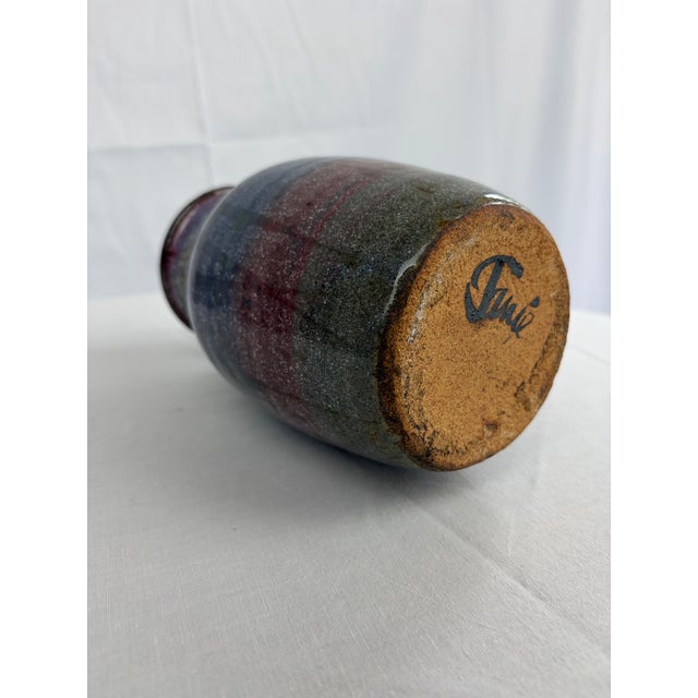 Ceramic Vintage Mid-Century Style Drip Glaze Studio Pottery Vase — Signed Jamie For Sale - Image 7 of 7