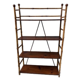 1920s Antique Burnt Bamboo Shelving Piece For Sale