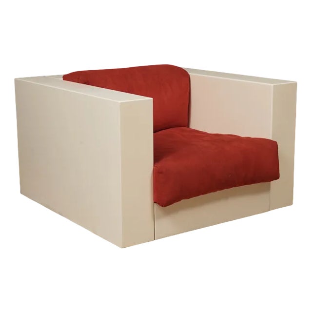 Mod. Saratoga White and Red Armchair by Massimo Vignelli, 1964 For Sale