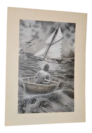 Jack London Book Illustration "The Cruise of the Dazzler" by Peter Thorpe c.1981