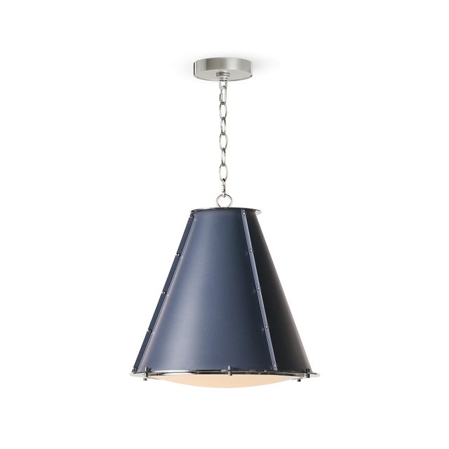 2020s French Maid Chandelier Small, Blue and Polished Nickel For Sale - Image 5 of 10